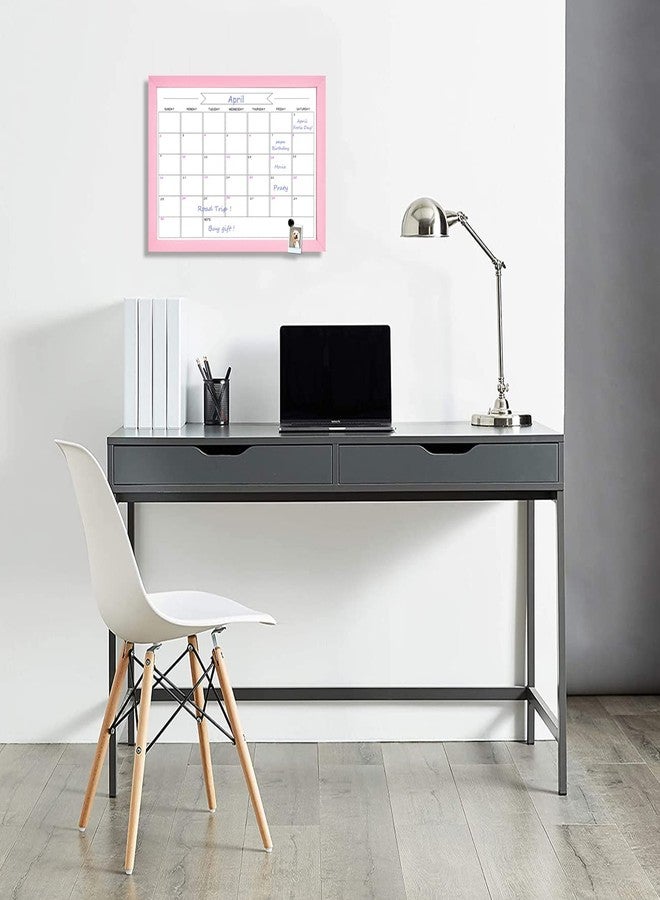 TORASO لوحة بيضاء قابلة للمسح الجاف للتقويم الشهري، مقاس 10.6 بوصة × 14.6 بوصة، لوحة بيضاء مغناطيسية صغيرة، لوحة معلقة للمكتب/المدرسة/المنزل، إطار من خشب الصنوبر الصلب (YL-Pink-2737-B) - Image 5