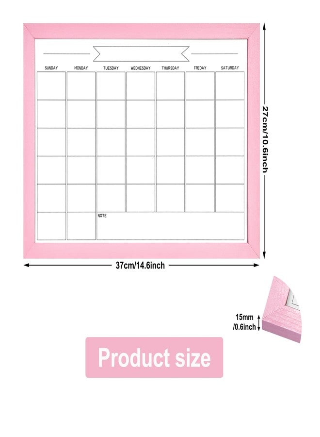 TORASO لوحة بيضاء قابلة للمسح الجاف للتقويم الشهري، مقاس 10.6 بوصة × 14.6 بوصة، لوحة بيضاء مغناطيسية صغيرة، لوحة معلقة للمكتب/المدرسة/المنزل، إطار من خشب الصنوبر الصلب (YL-Pink-2737-B) - Image 2