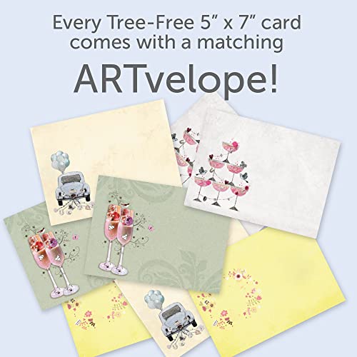 Tree-Free Greetings - Wedding Greeting Cards - Artful Designs - 8 Assorted Cards + Matching Envelopes - Made in USA - 100% Recycled Paper - 5"x7" - Perfect Wedding (GA31462) - Image 4
