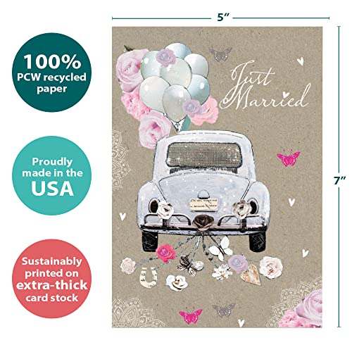 Tree-Free Greetings - Wedding Greeting Cards - Artful Designs - 8 Assorted Cards + Matching Envelopes - Made in USA - 100% Recycled Paper - 5"x7" - Perfect Wedding (GA31462) - Image 3