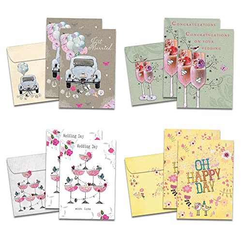 Tree-Free Greetings - Wedding Greeting Cards - Artful Designs - 8 Assorted Cards + Matching Envelopes - Made in USA - 100% Recycled Paper - 5"x7" - Perfect Wedding (GA31462) - Image 1
