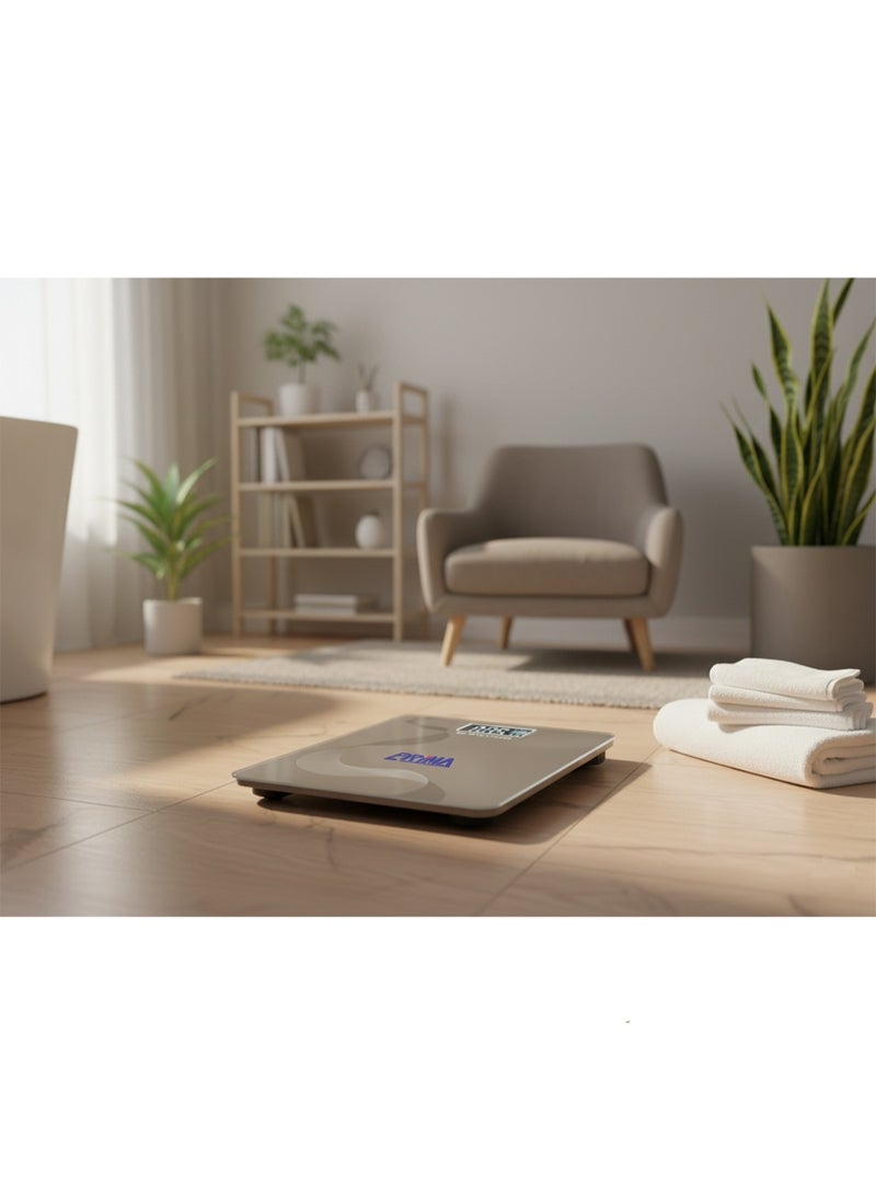 PRIMA Digital electronic scale for highly accurate weight measurement up to 180 kg, with a clear display and elegant glass design. - Image 2