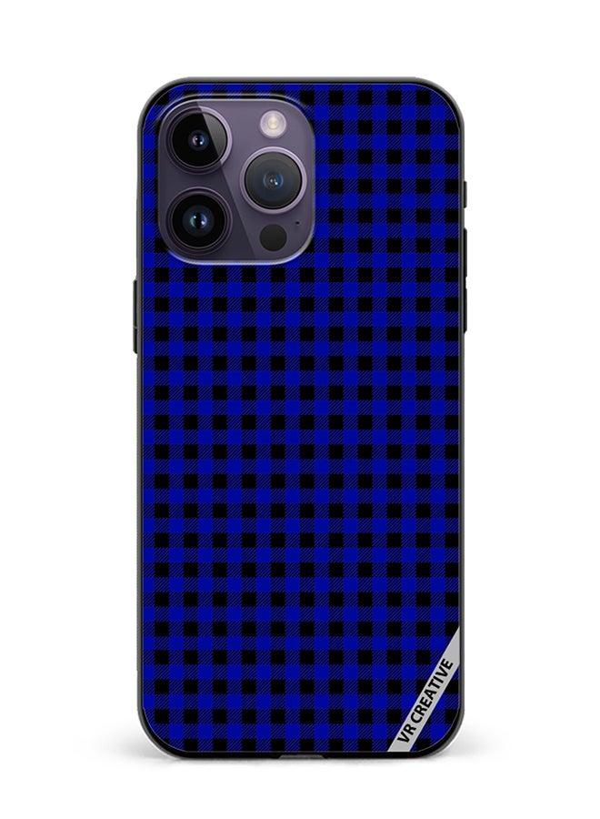 VR CREATIVE Protective Case Cover For Apple iPhone 16 Pro Blue And Black Buffalo Plaid Texture Checkered Seamless Pattern Design Multicolour - Image 1