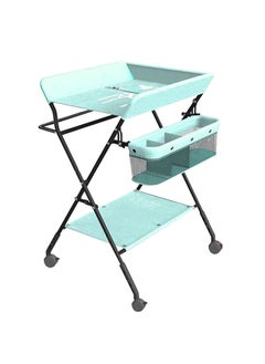 XiuWoo Portable Baby Changing Table with Wheels and Storage Rack and Bag, Multifunctional Newborn Dressing for Clothes Massage  - Image 1