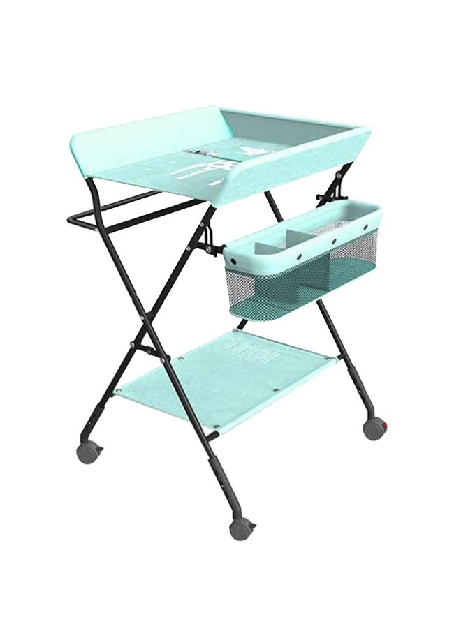 XiuWoo Portable Baby Changing Table with Wheels and Storage Rack and Bag, Multifunctional Newborn Dressing for Clothes Massage  - Image 1