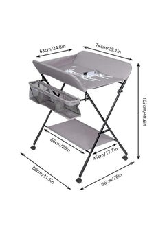 XiuWoo Portable Baby Changing Table with Wheels and Storage Rack and Bag, Multifunctional Newborn Dressing for Clothes Massage  - Image 3