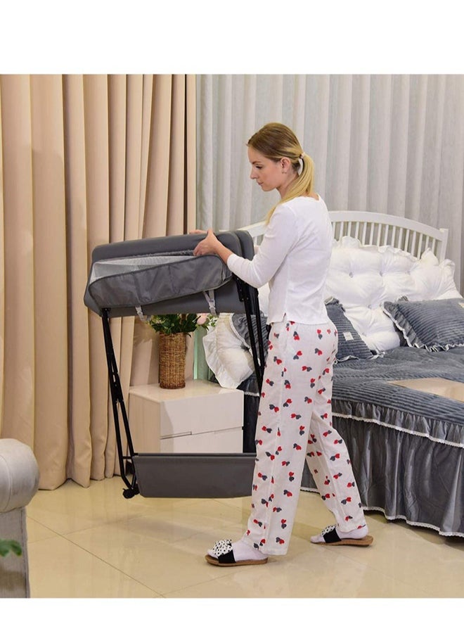 XiuWoo Portable Baby Changing Table with Wheels and Storage Rack and Bag, Multifunctional Newborn Dressing for Clothes Massage  - Image 5