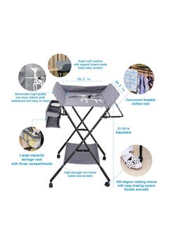 XiuWoo Portable Baby Changing Table with Wheels and Storage Rack and Bag, Multifunctional Newborn Dressing for Clothes Massage  - Image 2