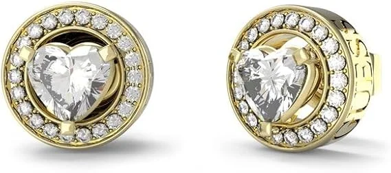 جس Ladies ER 10MM SOLITAIRE HEART CRYS STUDS