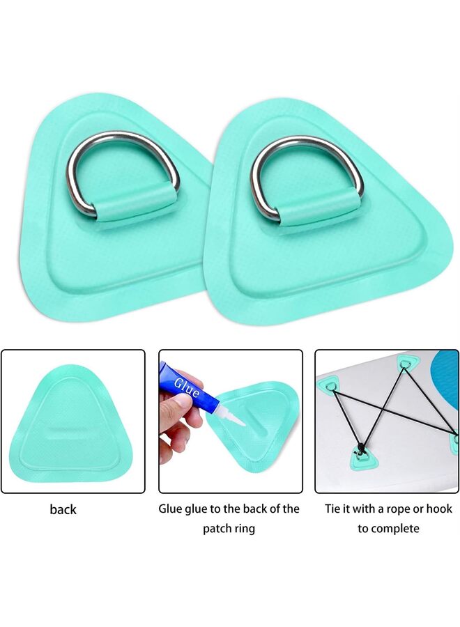 LAMAY 6 PCS D-Ring Patch for Inflatable Boats Kayak Dinghy SUP, D-Ring PVC Patch Upright Paddleboard Canoe Rafting, Non-Glue Suitable for Inflatable Boat Rafting(Green) - Image 2