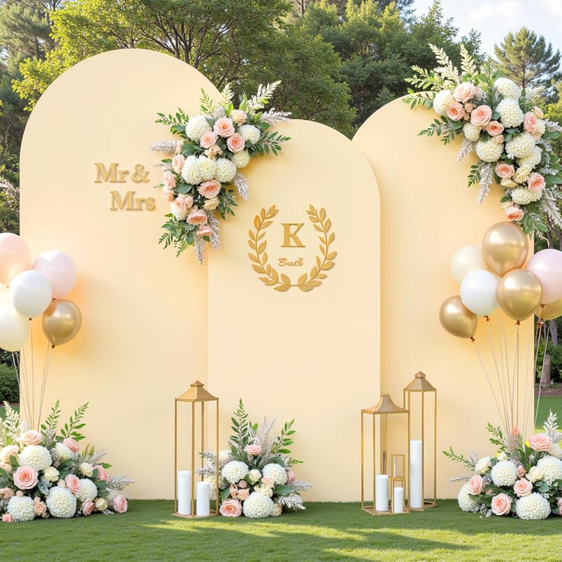 Suppromo Champagne Arch Covers 3 Set - 6.6FT, 7.2FT, 8FT Arch Backdrop Cover Spandex Fitted Wedding Arch Stand Covers for Bridal Shower Wedding Baby Shower Birthday Party Banquet Photo Background Decorations - Image 2