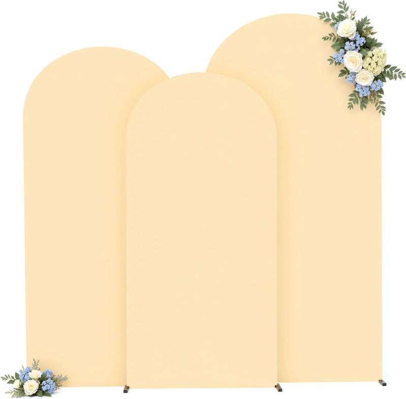 Suppromo Champagne Arch Covers 3 Set - 6.6FT, 7.2FT, 8FT Arch Backdrop Cover Spandex Fitted Wedding Arch Stand Covers for Bridal Shower Wedding Baby Shower Birthday Party Banquet Photo Background Decorations - Image 1