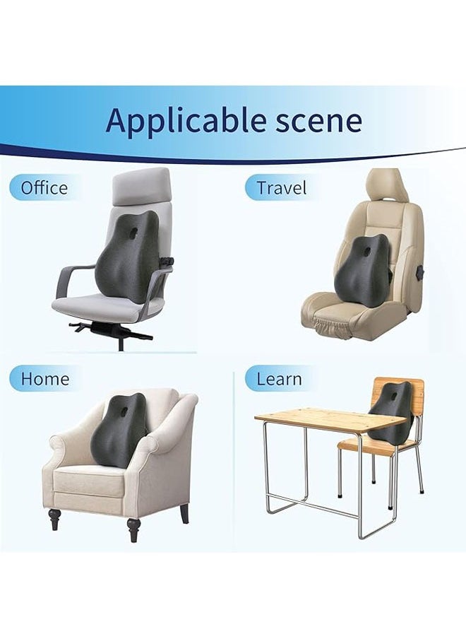 Arabest - Support Pillow for Office Chair, Memory Foam Ergonomic Orthopedic Backrest with Adjustable Straps, Back Pillows for Back Pain Relief, for Gaming Chair, Couch, Recliner (Dark gray) - Image 1