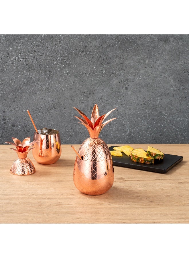 Restaurantware 24-OZ Pineapple Drink Tumbler: Perfect for Bars, Restaurants, and Catered Events - Copper Drink Cup with Silver Stainless Steel Interior Lining and Straw Slot - 1-CT - Image 3