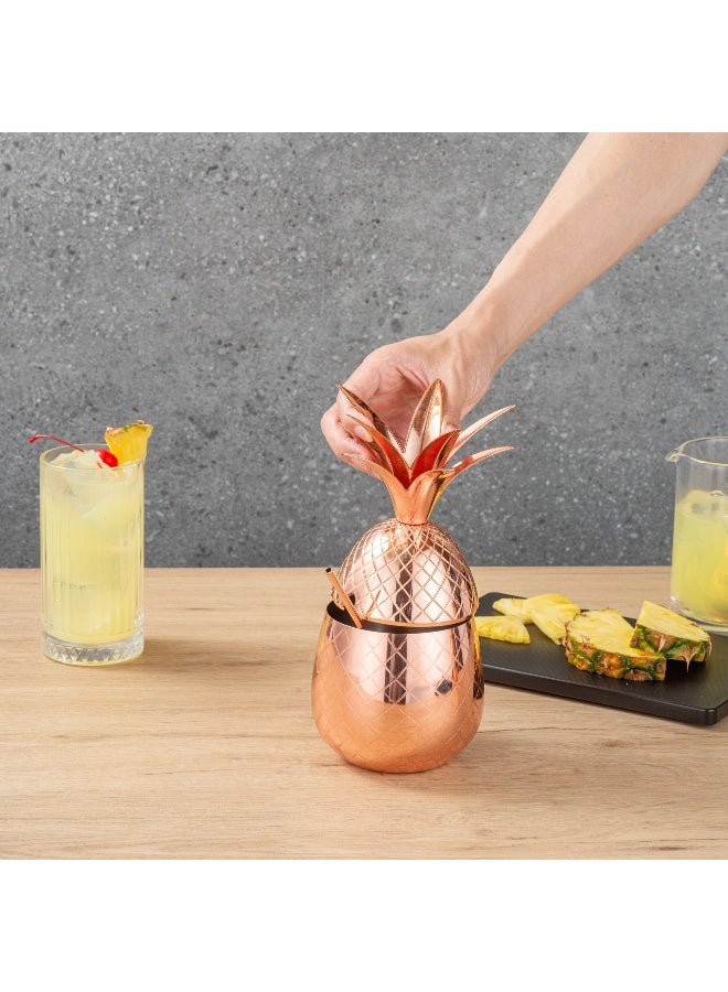 Restaurantware 24-OZ Pineapple Drink Tumbler: Perfect for Bars, Restaurants, and Catered Events - Copper Drink Cup with Silver Stainless Steel Interior Lining and Straw Slot - 1-CT - Image 5