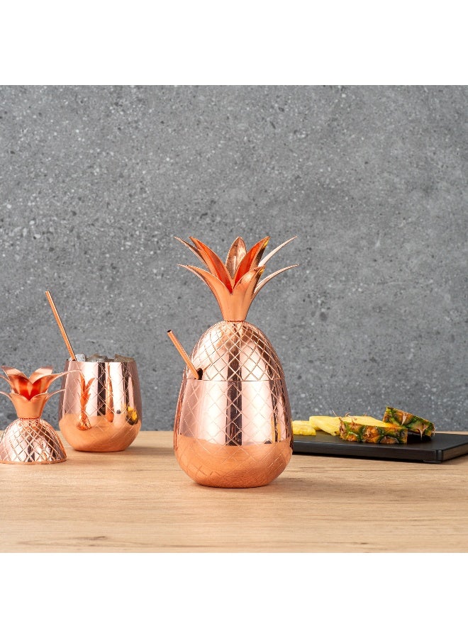 Restaurantware 24-OZ Pineapple Drink Tumbler: Perfect for Bars, Restaurants, and Catered Events - Copper Drink Cup with Silver Stainless Steel Interior Lining and Straw Slot - 1-CT - Image 4