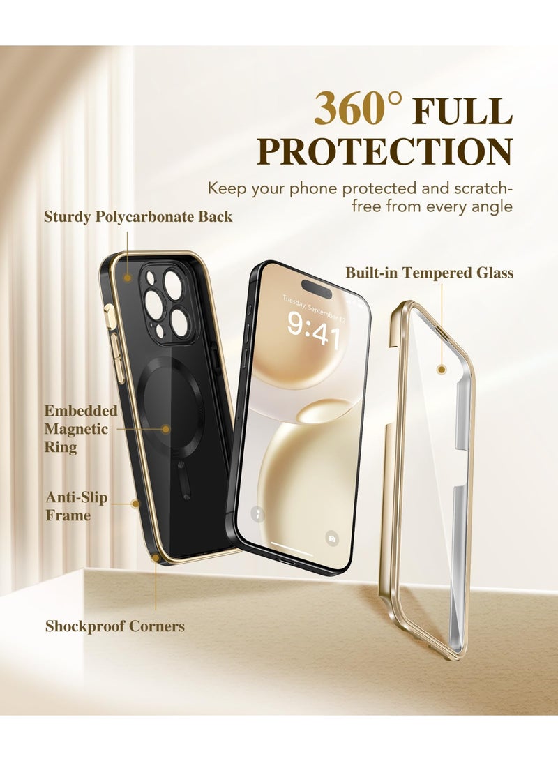 بيرفي جراب مغناطيسي لهاتف iPhone 15 Pro Max، متوافق مع Magsafe، واقي شاشة مدمج من الزجاج المقوى 9H وحماية كاملة للكاميرا، جراب هاتف مقاوم للصدمات مطلي بالكامل لهاتف 15 Pro Max، أسود - Image 2