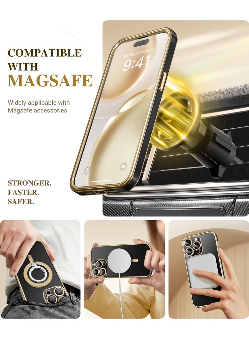 بيرفي جراب مغناطيسي لهاتف iPhone 15 Pro Max، متوافق مع Magsafe، واقي شاشة مدمج من الزجاج المقوى 9H وحماية كاملة للكاميرا، جراب هاتف مقاوم للصدمات مطلي بالكامل لهاتف 15 Pro Max، أسود - Image 4