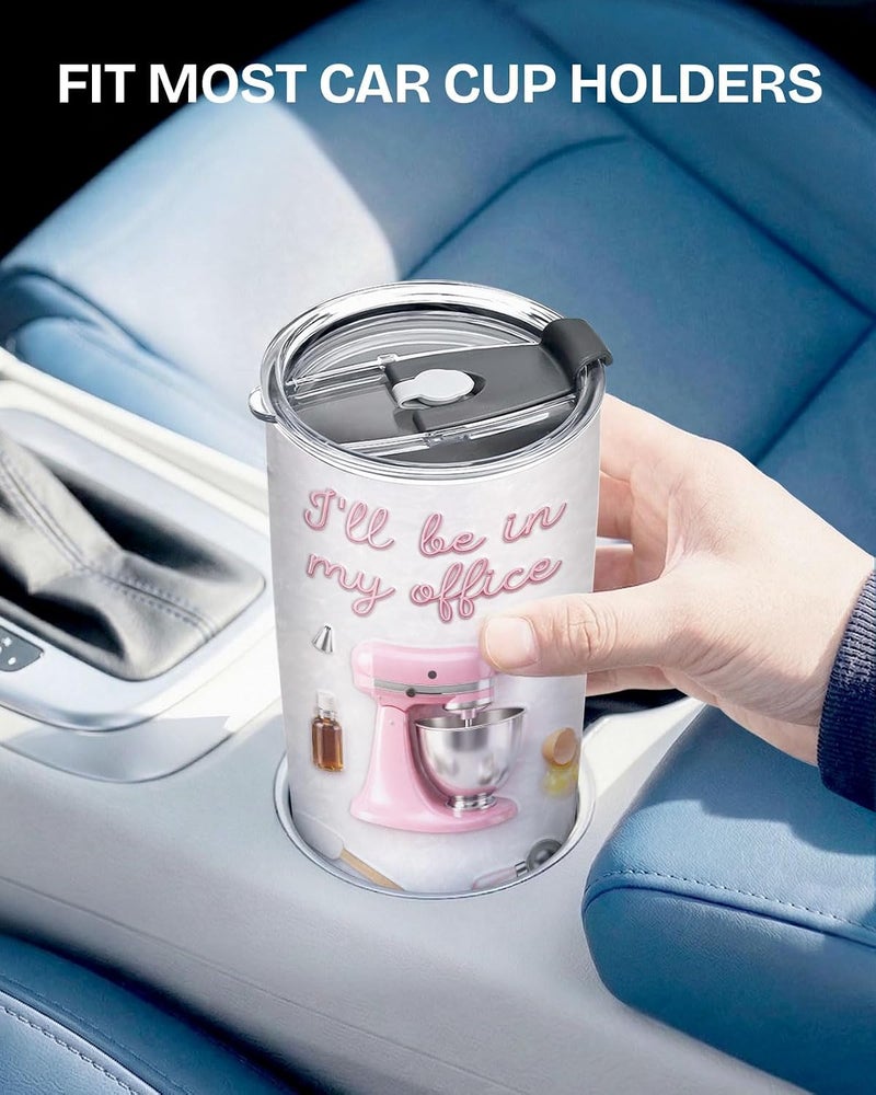 34HD Baking Tumbler 20oz Stainless Steel Insulated Coffee Travel Mug with Lid Birthday Gift Baking Lover Cup Kitchen Mixer Cupcake Pastry Dessert Theme for Women Bakers - Image 5