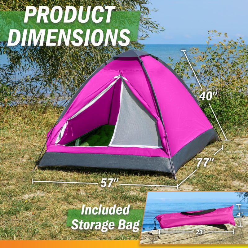 Wakeman 2 Person Camping Tent with Rain Fly and Carrying Bag - Lightweight Outdoor Tent for Backpacking, Hiking, or Beach Use by Wakeman Outdoors (Pink) - Image 2