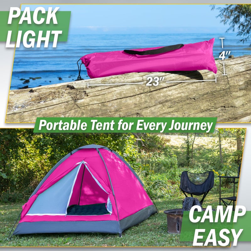 Wakeman 2 Person Camping Tent with Rain Fly and Carrying Bag - Lightweight Outdoor Tent for Backpacking, Hiking, or Beach Use by Wakeman Outdoors (Pink) - Image 5
