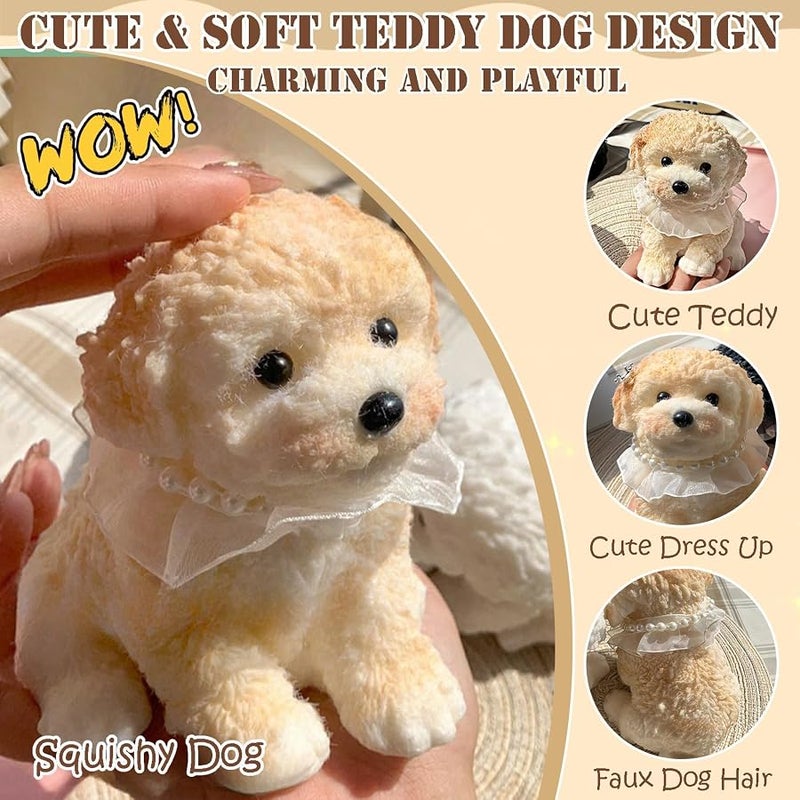 YJPPDD Big Taba Squishy Dog, Handmade Squishy Dog Stress Relief Toy for Adult/Kids, Cute & Soft Teddy Dog Design, Perfect Squeeze Toys Gift for Relaxation and Fun(Cream Color) - Image 2