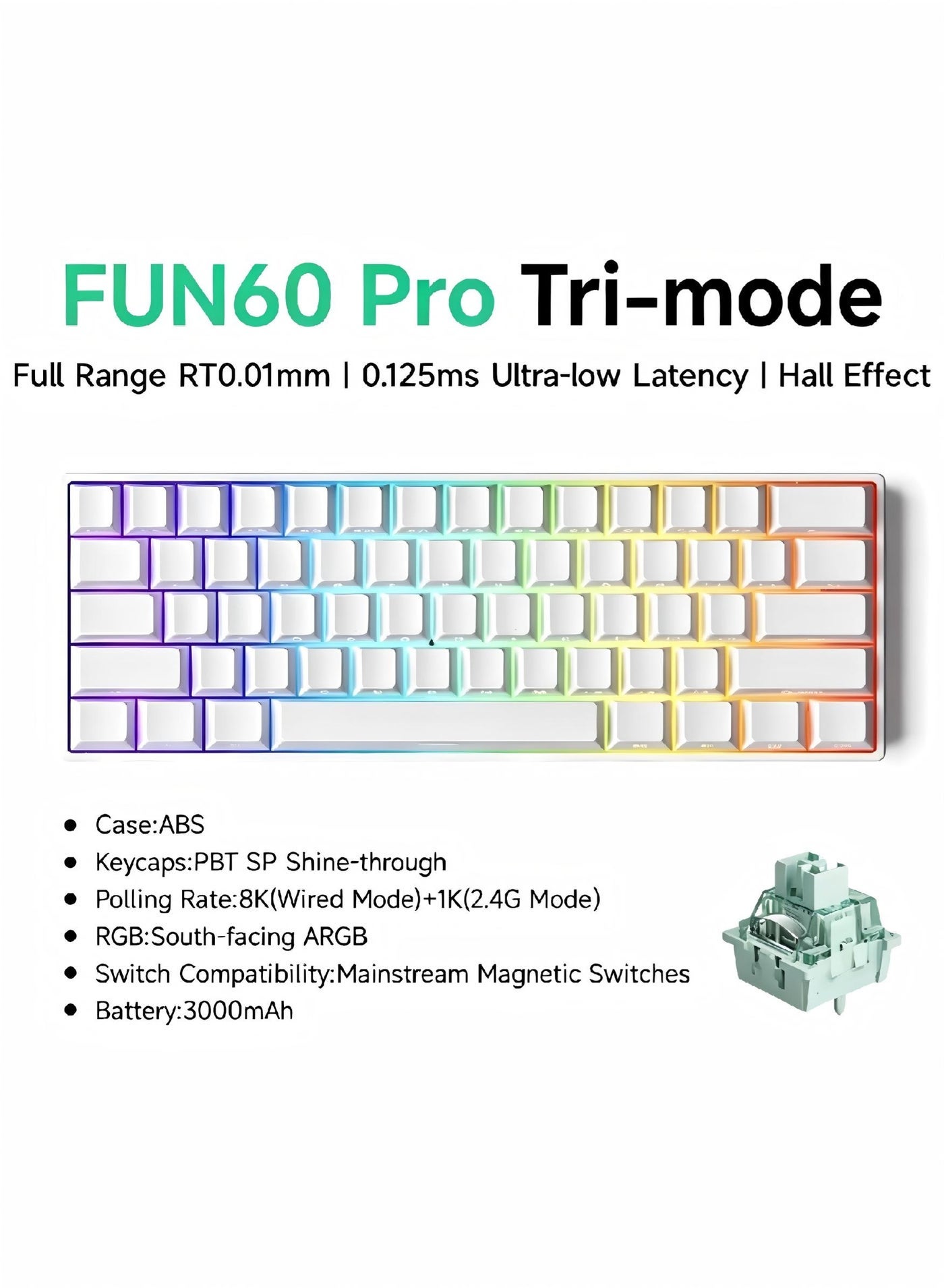 مونس جيك Monsgeek FUN60 Pro Rapid Trigger Gaming Keyboard bluetooth