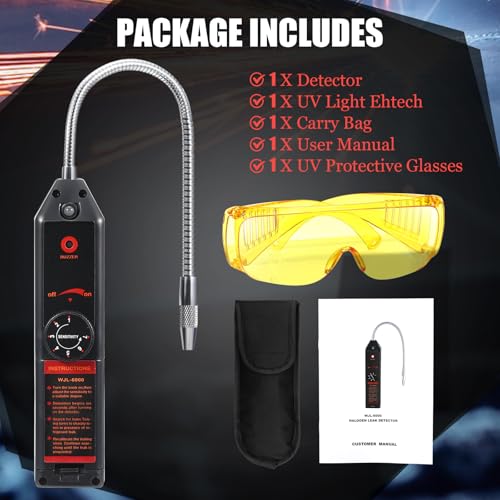 Tellegloww Automotive Ac Leak Detector for R134a R410a R22, Electronic Refrigerant Leak Detector Kit with UV Glasses, Wjl-6000uv Car Air Conditioner Diagnostic Tool(Stylish) - Image 5