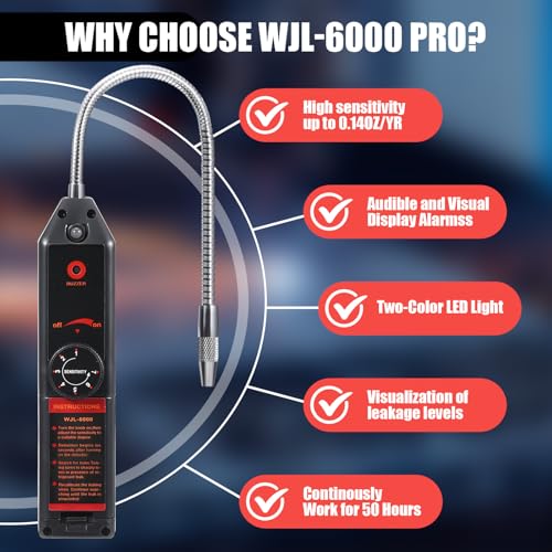 Tellegloww Automotive Ac Leak Detector for R134a R410a R22, Electronic Refrigerant Leak Detector Kit with UV Glasses, Wjl-6000uv Car Air Conditioner Diagnostic Tool(Stylish) - Image 3