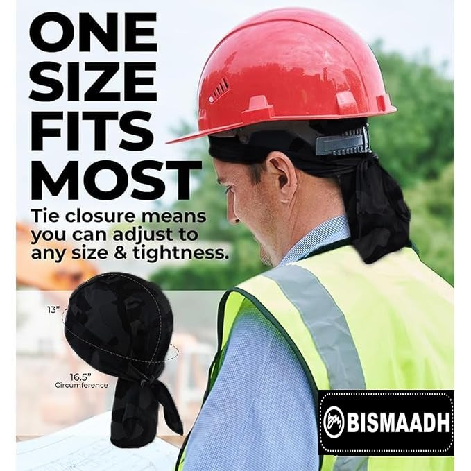 BISMAADH Stretch Lycra 4way Patka/Skull Cap Bandana - Cycling, Riding, Fashionable Helmet Liner Head Cap for Men & Women - Image 5