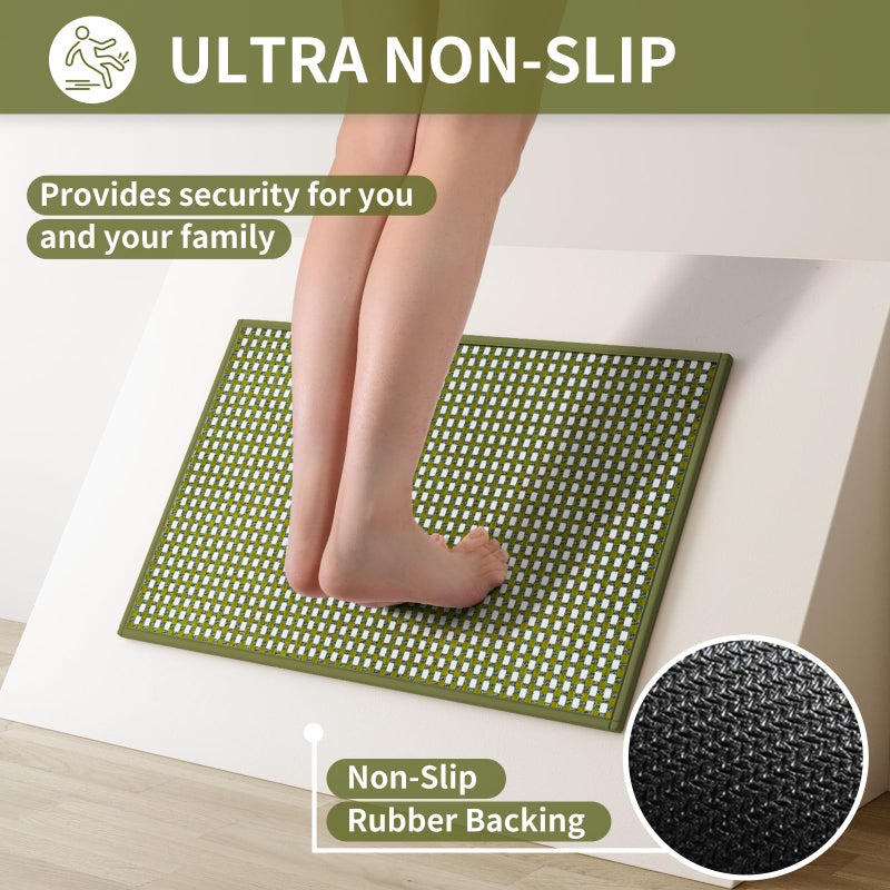 YDKGL Kitchen Mats for Floor, Super Absorbent Kitchen Rugs Non Slip Washable, Rubber Backing Soft Chenille Braided Kitchen Runner Rug Standing Mat Sink Mat, Easy to Clean, Green 17"x30" - Image 4