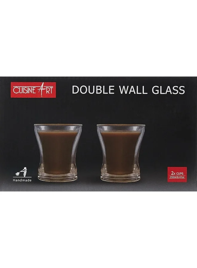 Cuisine Art Clear Expresso Coffee Cups, Insulated Coffee Mugs, Heat-Resistant Double Wall Glass Cups, Tea Whiskey Mug, Coffee Mug, 250Ml - 5Pieces Set