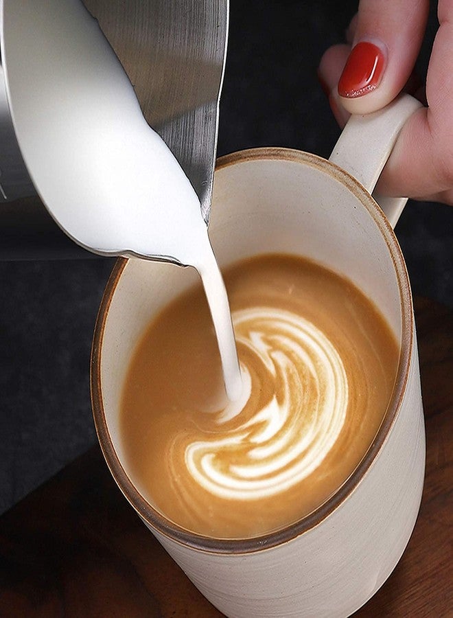 SYGA Milk Frother Jug Stainless Steel Milk Frothing Pitcher Coffee Cappuccino Latte Art Frothing Pitcher Barista Milk Jug Measuring Cup with Scale- Silver, 600ml - Image 2