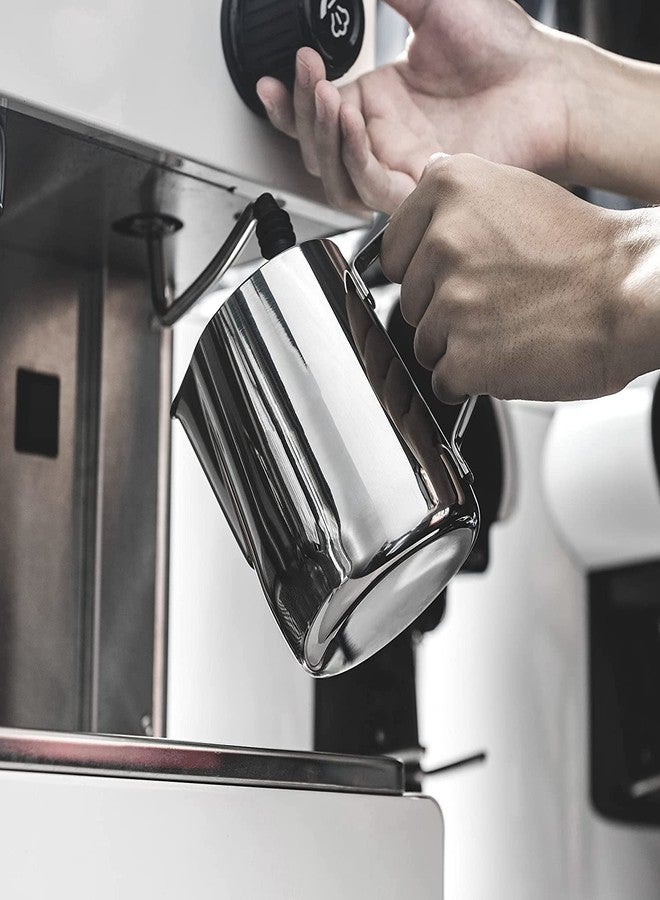 SYGA Milk Frother Jug Stainless Steel Milk Frothing Pitcher Coffee Cappuccino Latte Art Frothing Pitcher Barista Milk Jug Measuring Cup with Scale- Silver, 600ml - Image 3