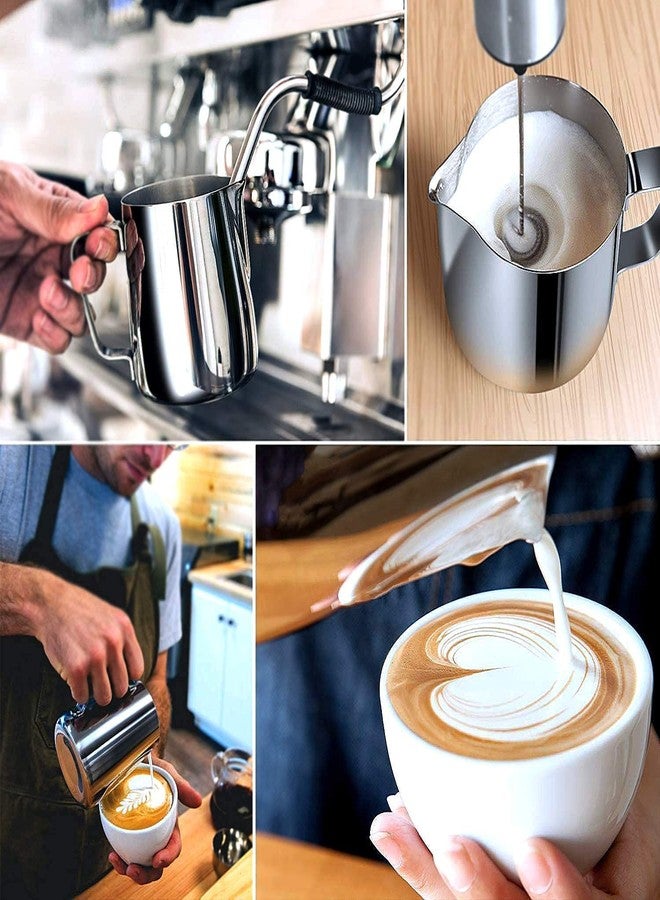 SYGA Milk Frother Jug Stainless Steel Milk Frothing Pitcher Coffee Cappuccino Latte Art Frothing Pitcher Barista Milk Jug Measuring Cup with Scale- Silver, 600ml - Image 4