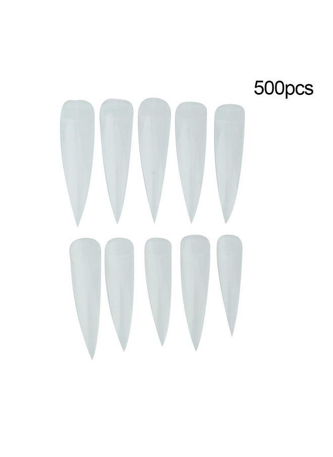 Thoraya 500pcs 3 Colors False Nail Tips Long False Nail DIY Decoration Transparent  - Image 1