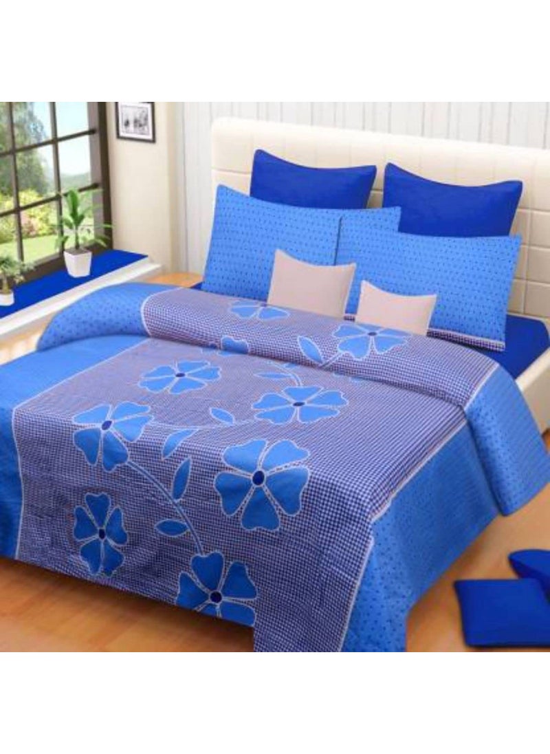 Supreme Home Collective Supreme Home Collective 144 TC Microfiber 1 Double BedSheet with 2 Pillow CoversBlue 