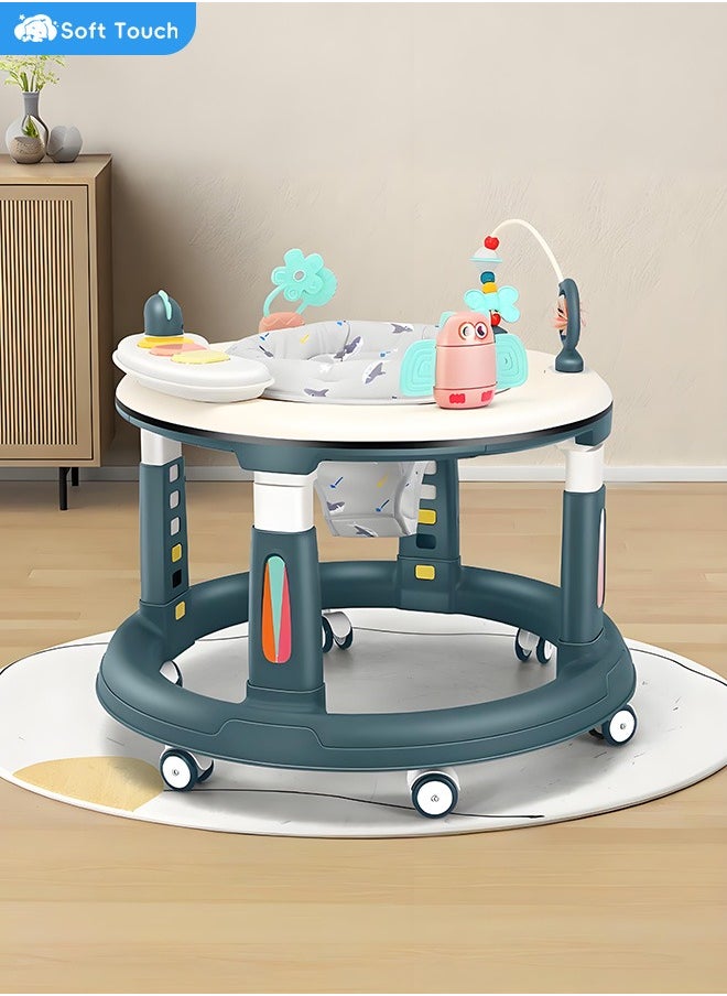 Soft Touch Baby Walker with Wheels Baby Round Walker With 5 Adjustable Height Musical Toy 360 Degree Swivel Seat Detachable Toys Infant Walker for Boys and Girls  - Image 1