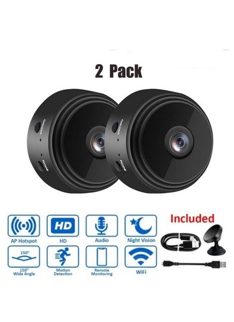 2 PACK Mini WiFi Hidden Cameras,Wireless Spy Cameras with Video Live Feed, HD 1080P Home Security Cameras, Baby Nanny Cam,Tiny Smart Cameras with Night Vision and Motion Detection