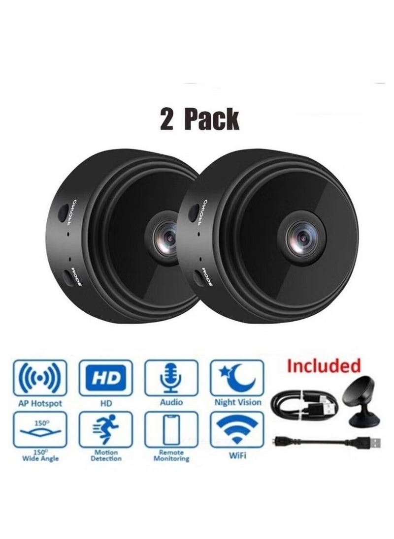 Generic - 2 PACK Mini WiFi Hidden Cameras,Wireless Spy Cameras with Video Live Feed, HD 1080P Home Security Cameras, Baby Nanny Cam,Tiny Smart Cameras with Night Vision and Motion Detection - Image 1