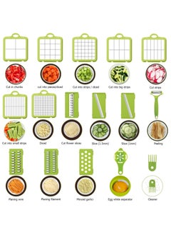 Arabest Vegetable Slicer Onion Chopper, 22 in 1 Vegetable and Fruit Slicer with 14 Stainless Steel Blades, Adjustable Vegetable Cutter with Drain Rack Storage Container, Food Chopper Kitchen Gadget  - Image 2