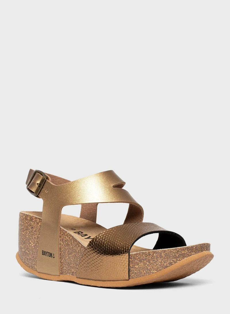 BAYTON Ibiza Strappy Mid Heel Wedges