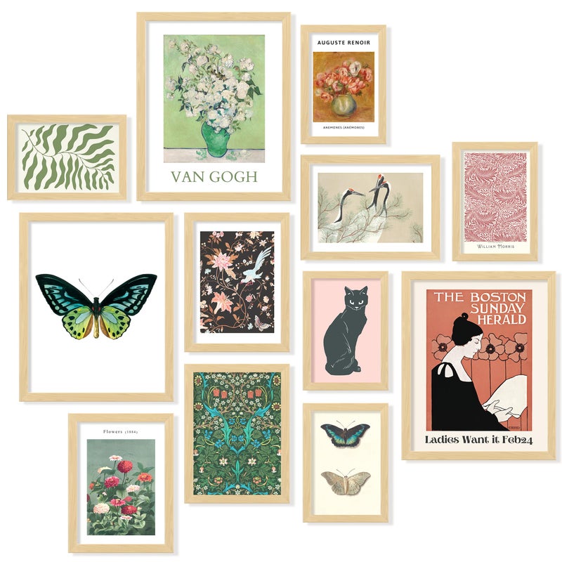 97 Decor Eclectic Wall Art FRAMED Vintage Boho Wall Decor Trendy Boho Prints For Wall Framed Gallery Wall Art Set Dorm Posters For Room Aesthetic Pictures Maximalist Decorations For Home BEIGE FRAME - Image 2