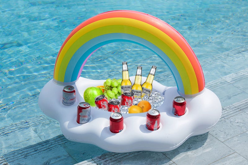 Jasonwell Inflatable Pool Party Cooler - Rainbow Cloud Drink Holder Luau Hawaiian Tropical Beach Themed Birthday Easter Party Decorations Favors Outdoor Decor Pool Games Set for Kids Adults - Image 3