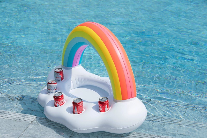 Jasonwell Inflatable Pool Party Cooler - Rainbow Cloud Drink Holder Luau Hawaiian Tropical Beach Themed Birthday Easter Party Decorations Favors Outdoor Decor Pool Games Set for Kids Adults - Image 4