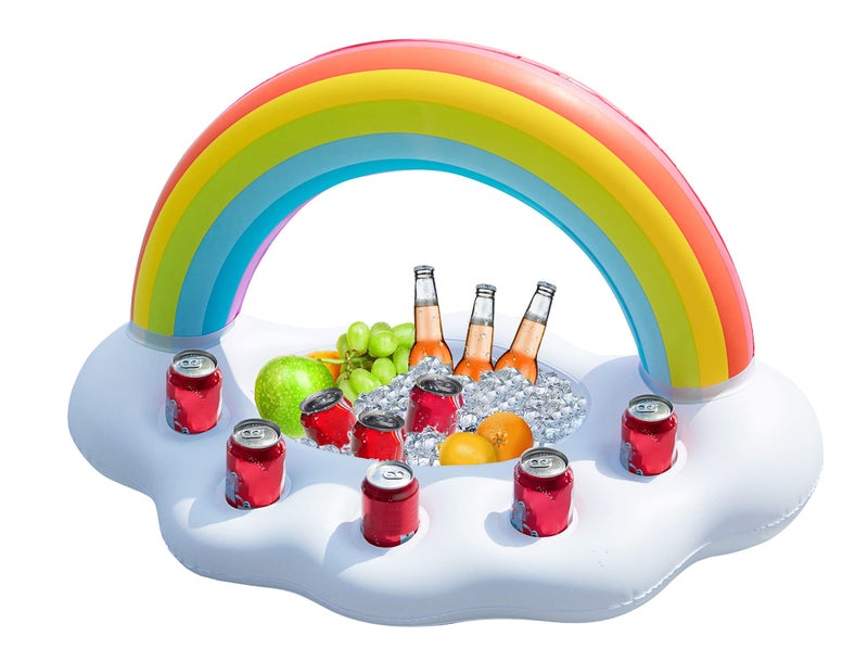 Jasonwell Inflatable Pool Party Cooler - Rainbow Cloud Drink Holder Luau Hawaiian Tropical Beach Themed Birthday Easter Party Decorations Favors Outdoor Decor Pool Games Set for Kids Adults - Image 1