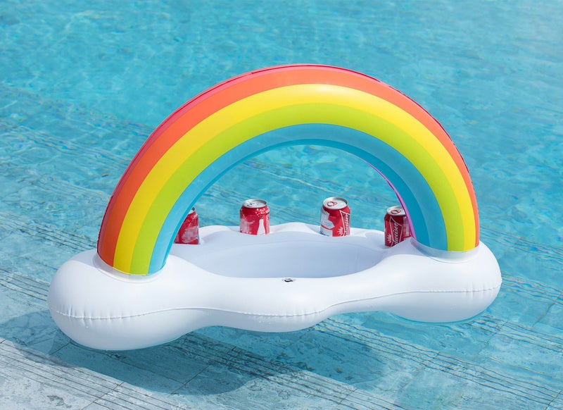 Jasonwell Inflatable Pool Party Cooler - Rainbow Cloud Drink Holder Luau Hawaiian Tropical Beach Themed Birthday Easter Party Decorations Favors Outdoor Decor Pool Games Set for Kids Adults - Image 5