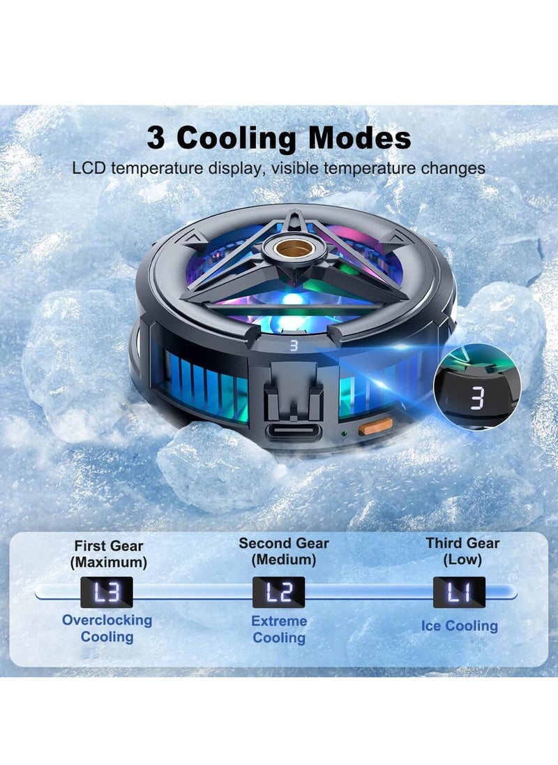 Xkimos Mobile phone iPad cooler Magnetic suction and magnetic back clip dual-purpose semiconductor heat sink, noiseless mobile phone cooling fan with temperature display, suitable for games/iPad/iPhone/Android smart phones  - Image 3