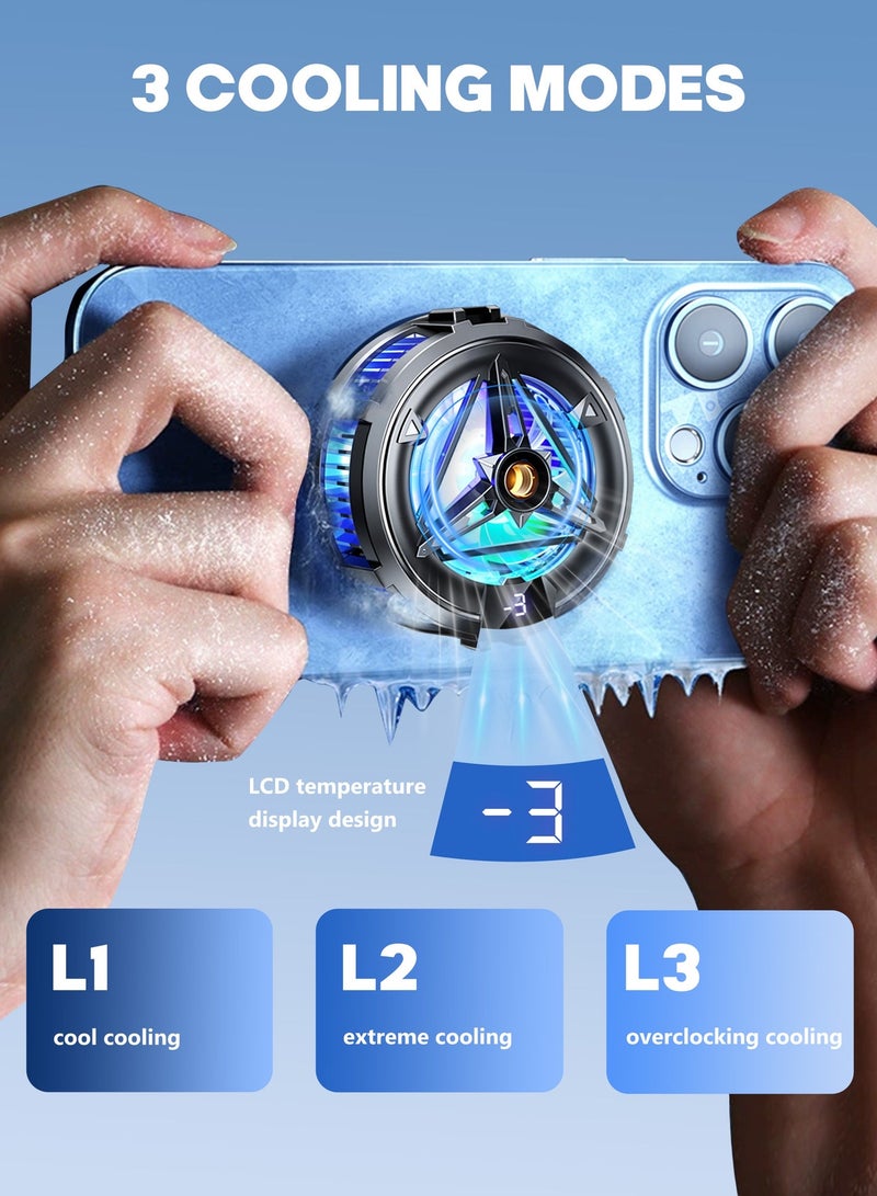 اكسيموس مبرد جوال،مبرد هاتف،مروحه تبريد الجوال،مبرد ايباد،مبرد جوال ايفون، مشبك خلفي مغناطيسي مروحة تبريد مزدوجة الأغراض للهاتف، شاشة رقمية لدرجة الحرارة، مروحة تبريد للجوال بدون ضوضاء للعب ألعاب Tiktok للهواتف الذكية العالمية iPhone/Android - Image 3