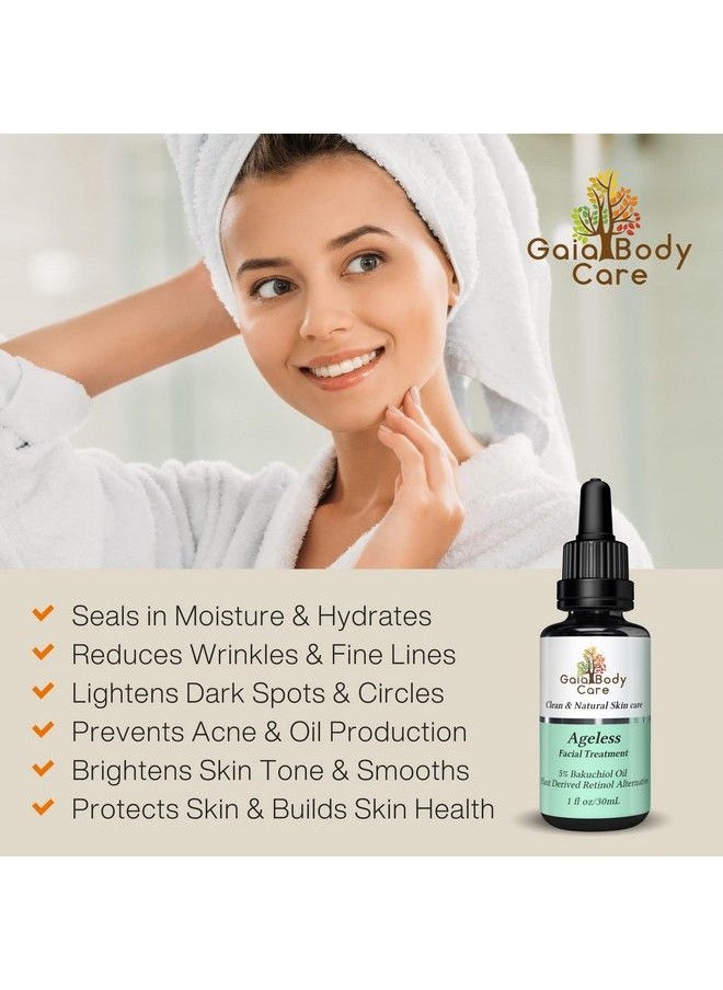 Gaia Body Care - 5% سيروم باكوشيول عضوي (1 أونصة) مضاد للشيخوخة ومضاد للتجاعيد وإزالة البقع الداكنة والتصبغات زيت باكوشيول أفضل بديل للتRetinol سيروم الوجه - Image 1
